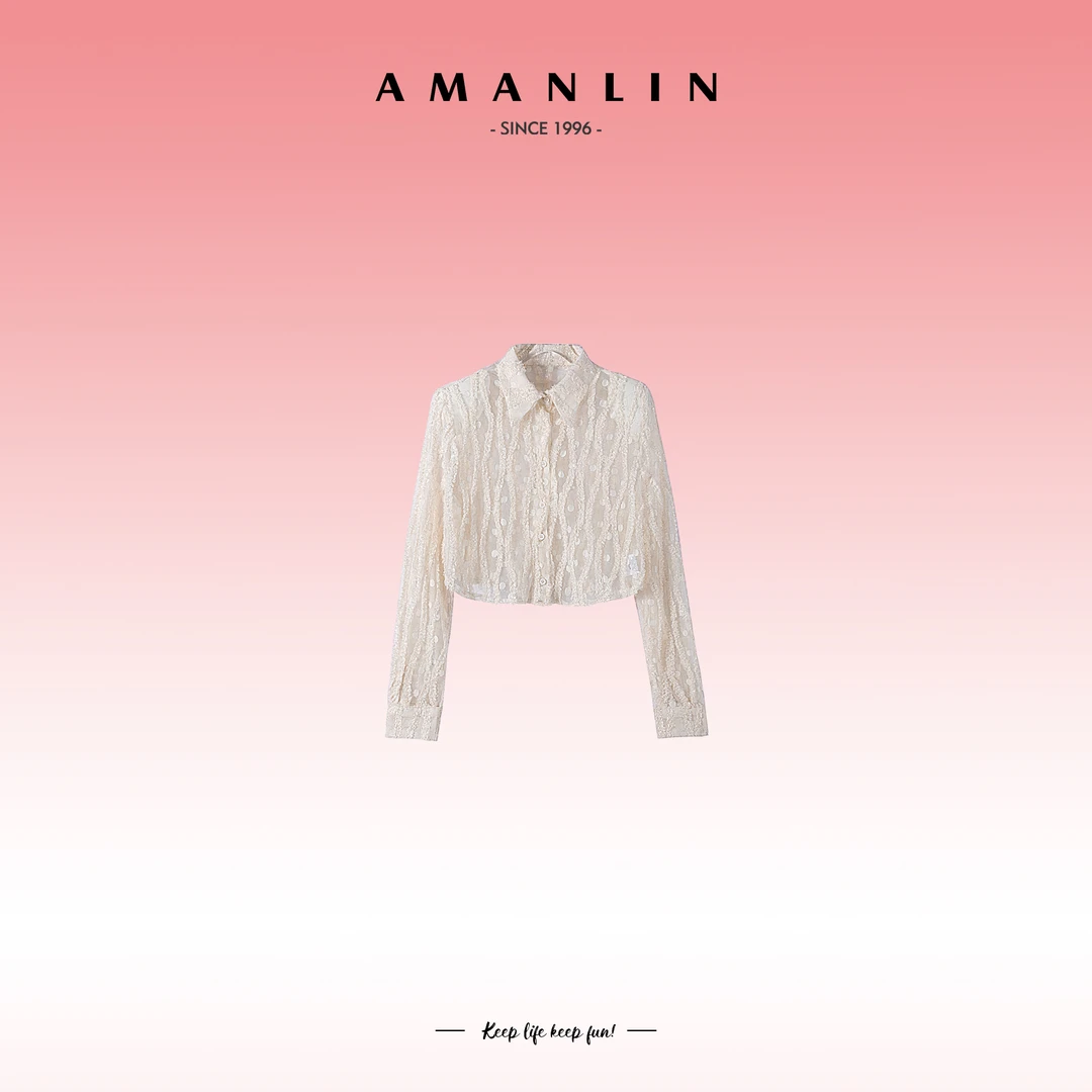 AMANLIN/阿谩琳春季欧若风百搭气质时尚长袖白色雪纺衫女F595553