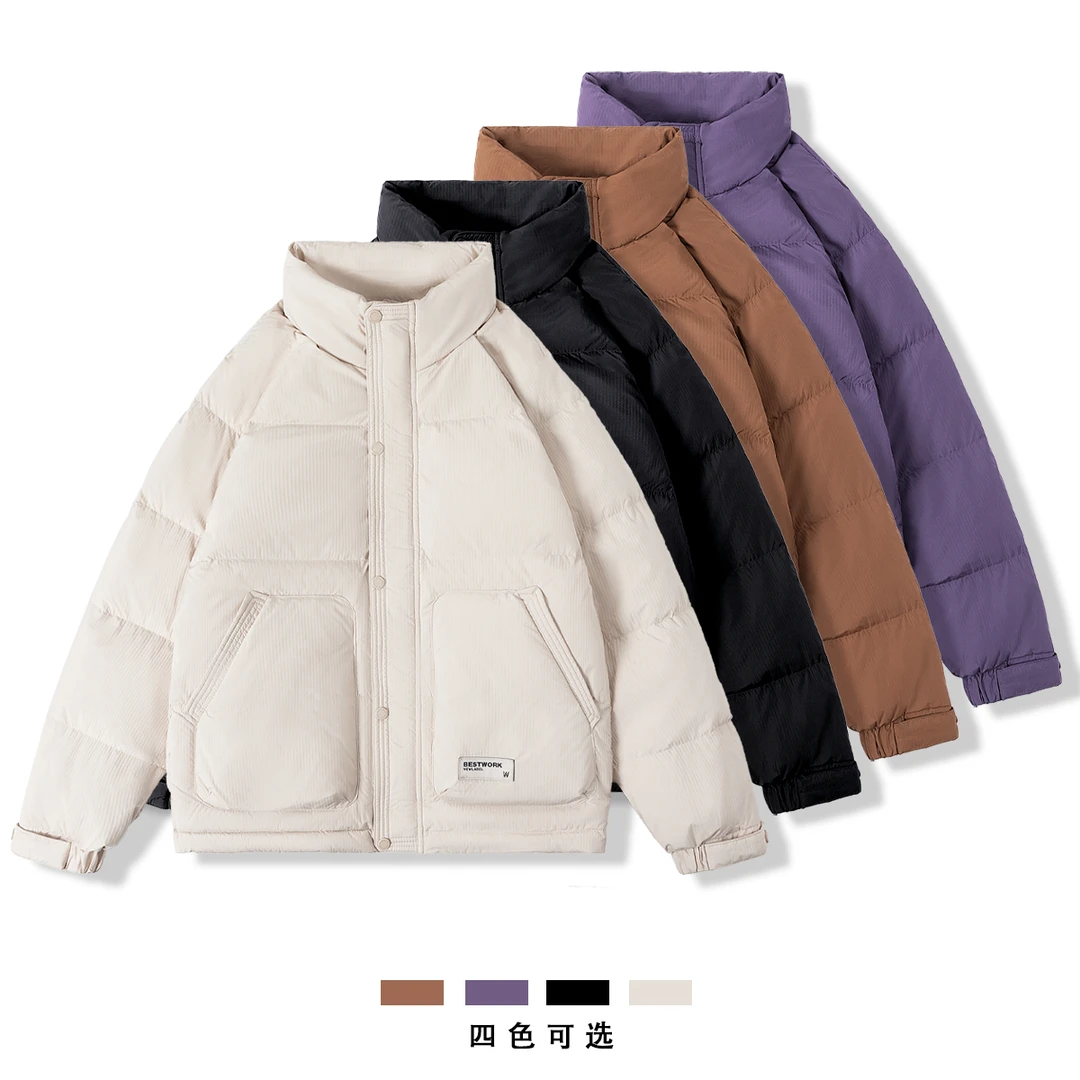 【荷花池】90白鸭绒羽绒服韩版立领修身短款男士羽绒服外套9037