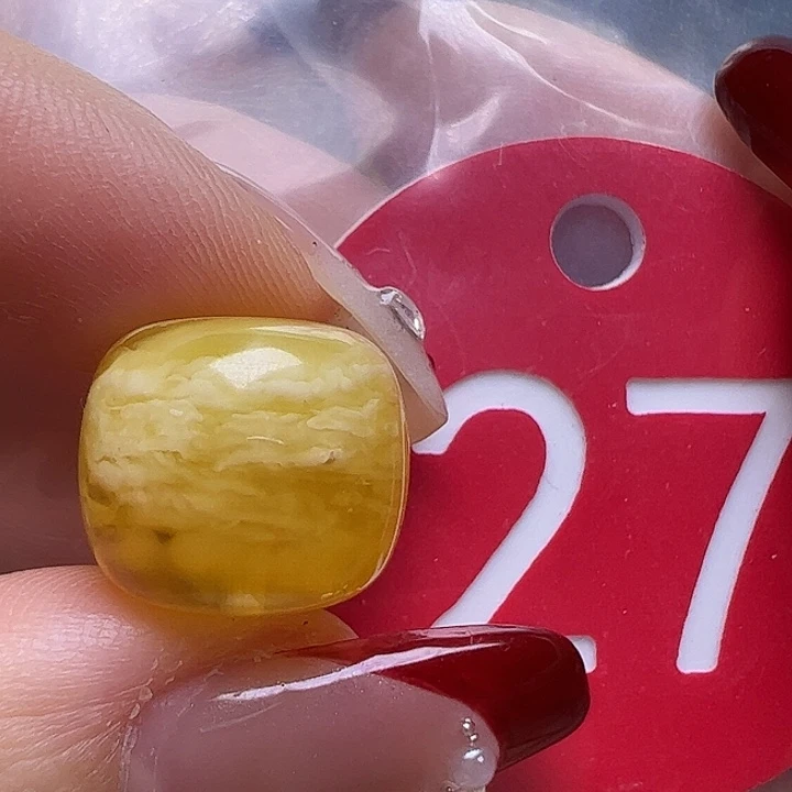 蜜蜡未镶嵌珠宝奇石微瑕13.5mm金瓷白虎皮老型