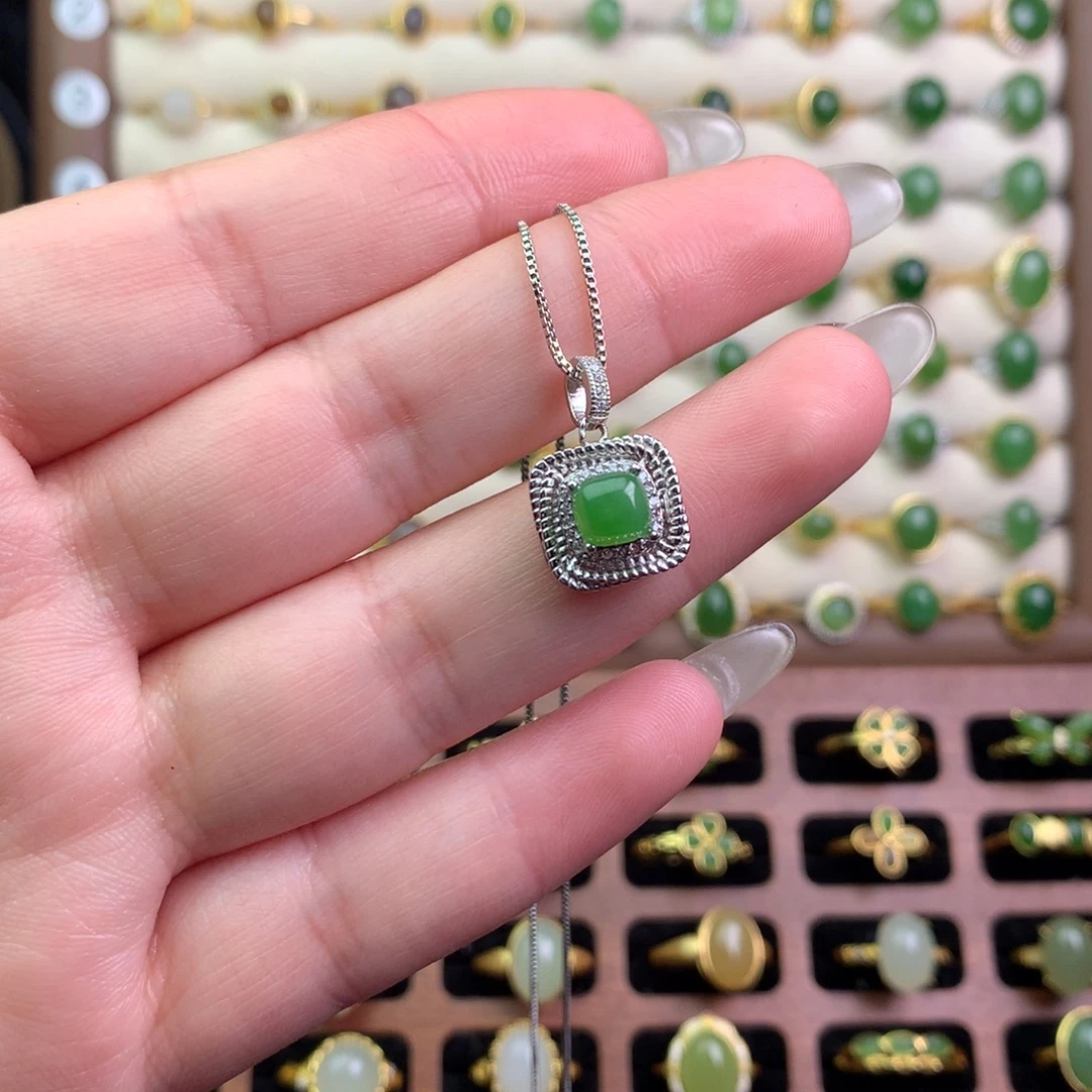 和田玉银S925镶嵌戒指