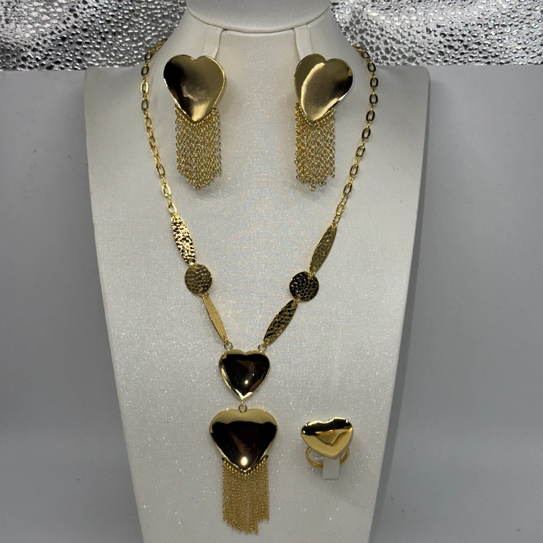 铜项链 TJ157 铜首饰 项链耳环戒指三件套首饰套装