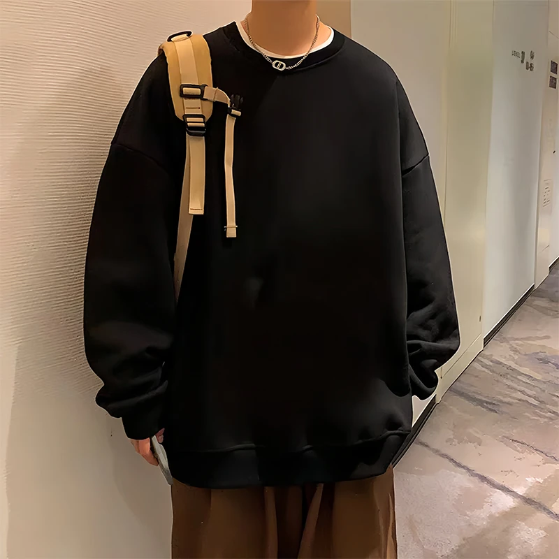 【重磅400G面料】美式圆领卫衣宽松套头上衣秋冬季纯色ins男生百搭