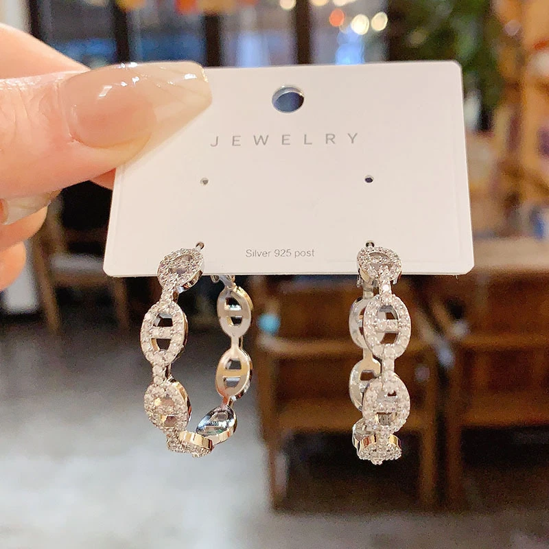 铜合金亚克力耳饰 高级感大气猪鼻耳圈女欧美时尚气质网红耳环