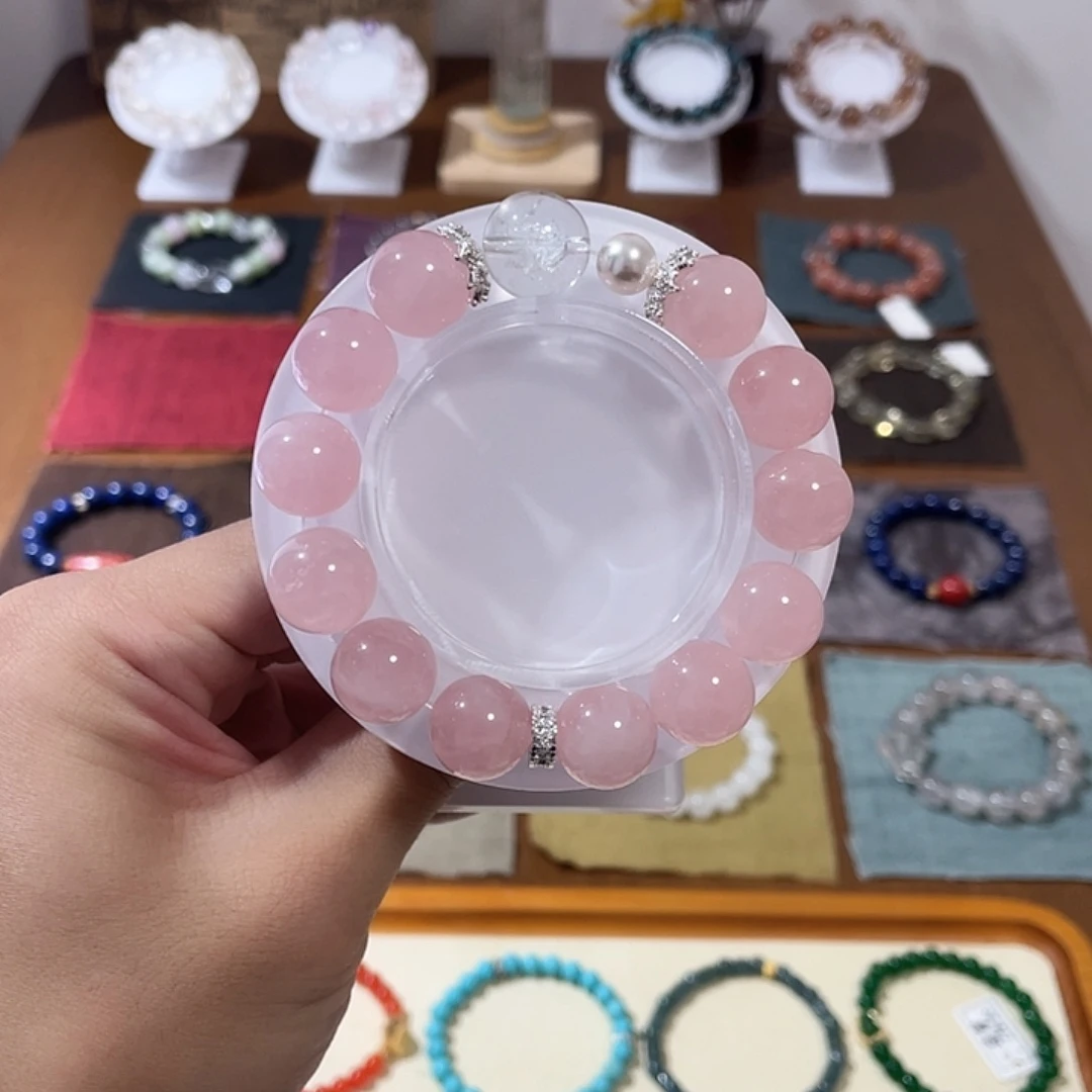 水晶未镶嵌手链老矿马粉海胆幽灵14m