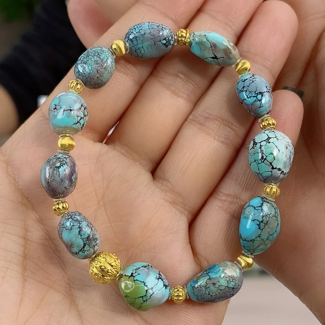 绿松石珠宝奇石18K金镶嵌