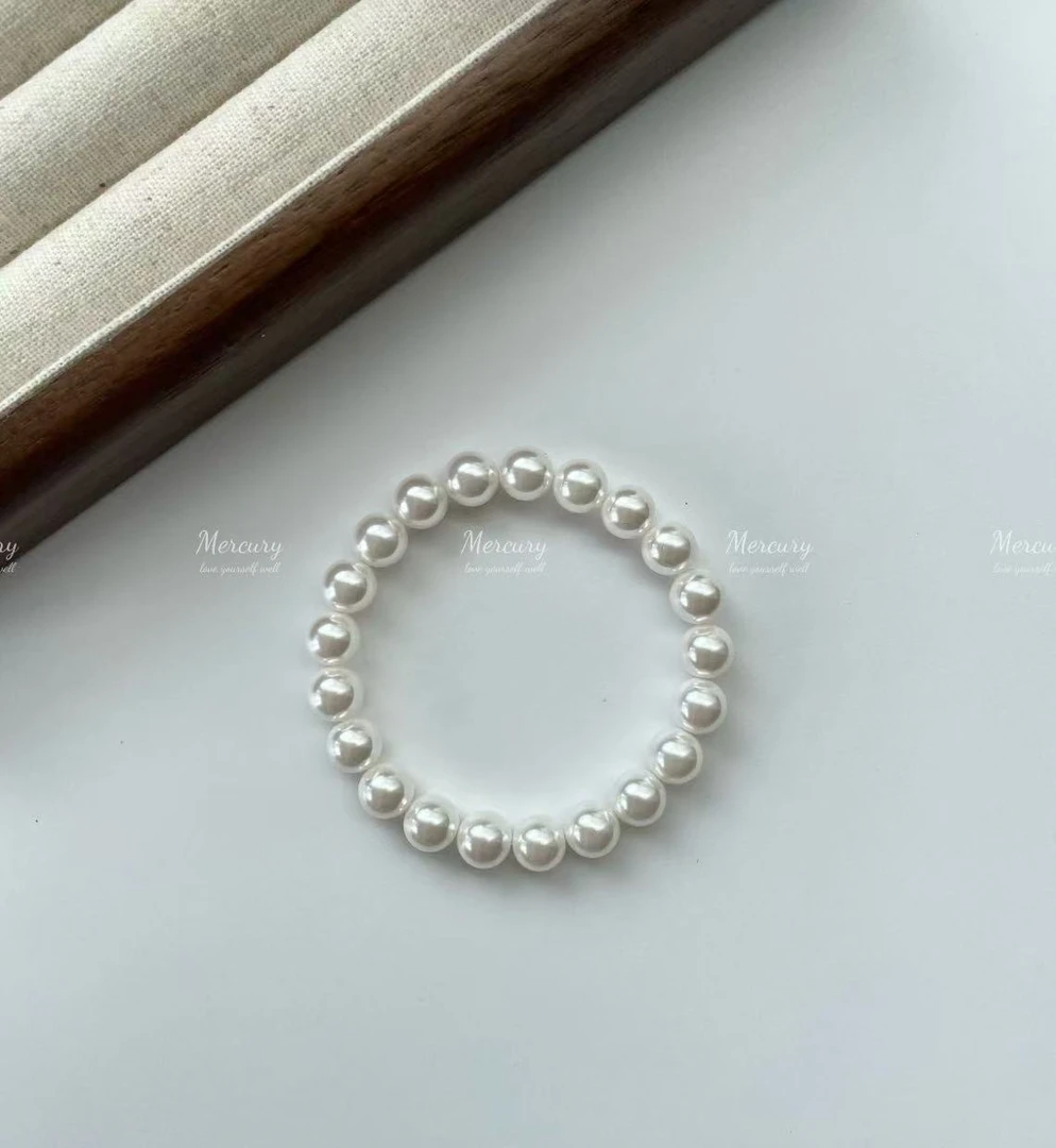 精致珠珠全珠弹力手链 6mm 强光  无暇