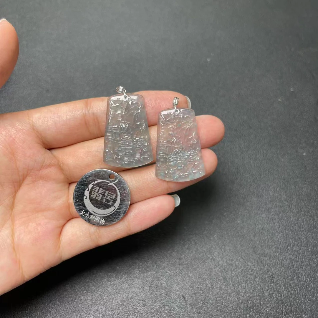 翡昱-N26-38823-72-天然A货翡翠吊坠18K金扣-多样性发其一-D