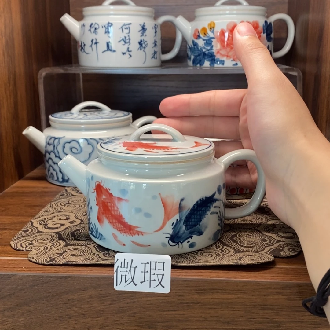 釉下彩老陶泥手工绘制