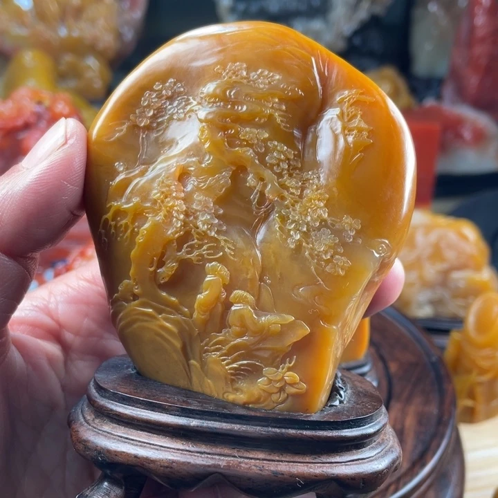 寿山石花***?北部田黄老黄摆件