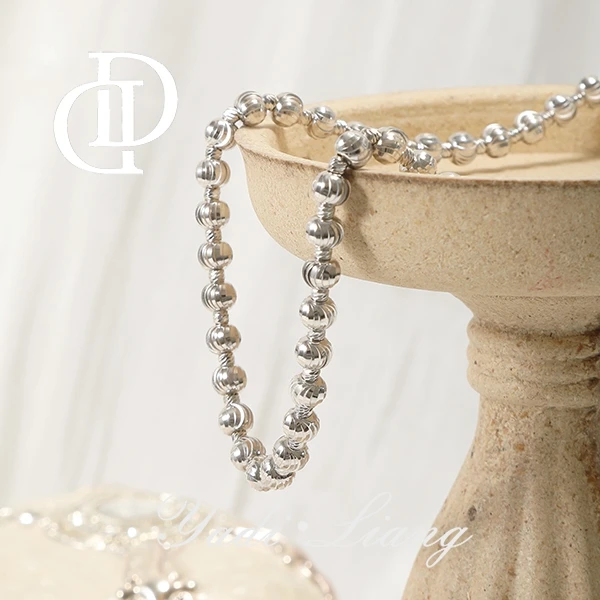 坠链均925银 梁雅帝新品【镭射螺旋丸】精工简约时尚纯银项链