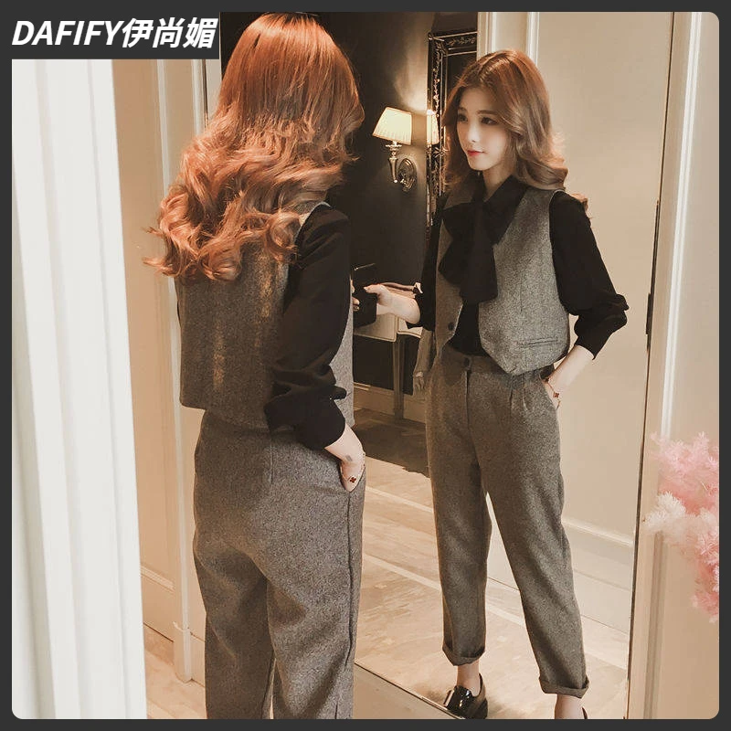 12025新款气质韩版小个子秋装香风时尚套装洋气三件套女装马甲I