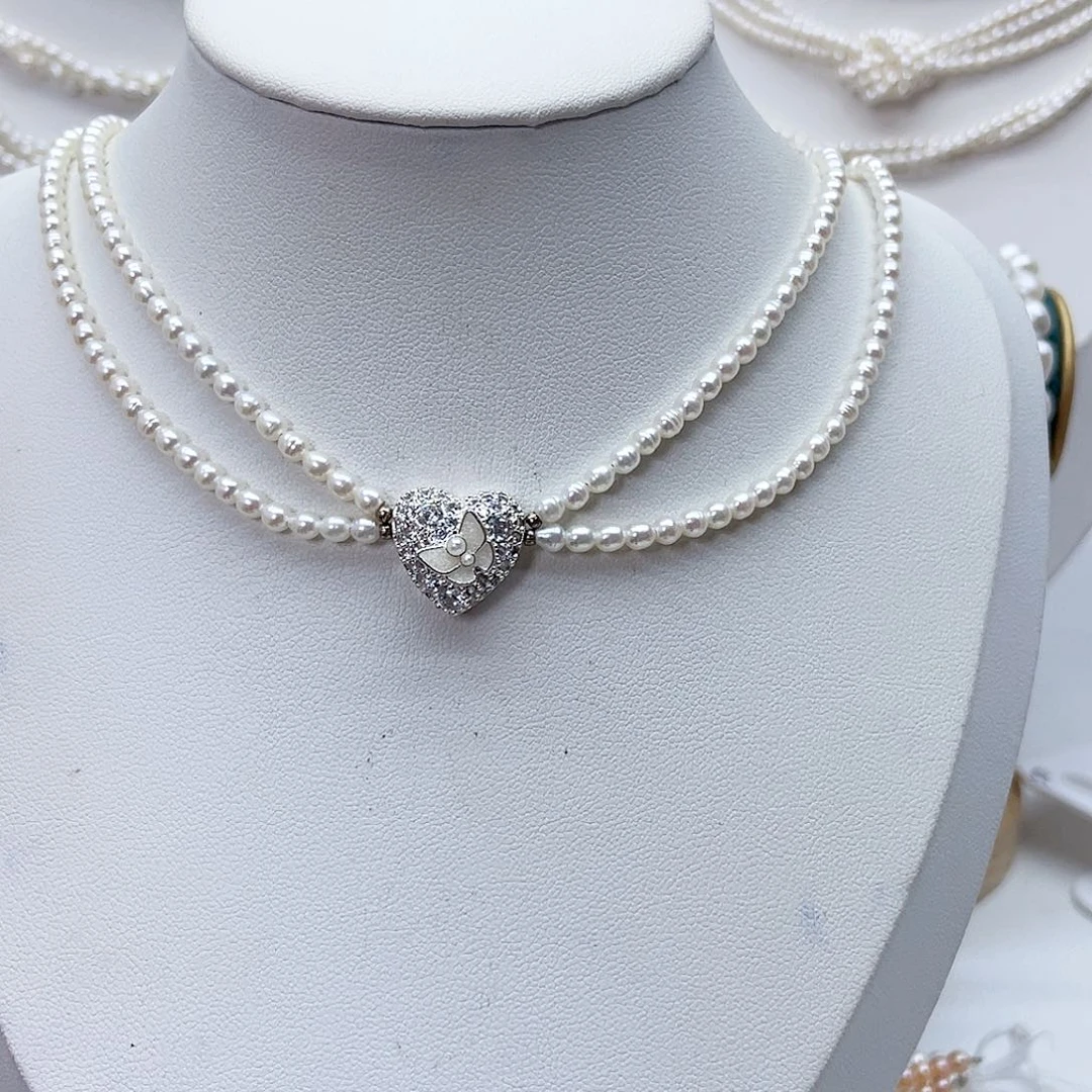 颈饰银S925镶嵌淡水珍珠