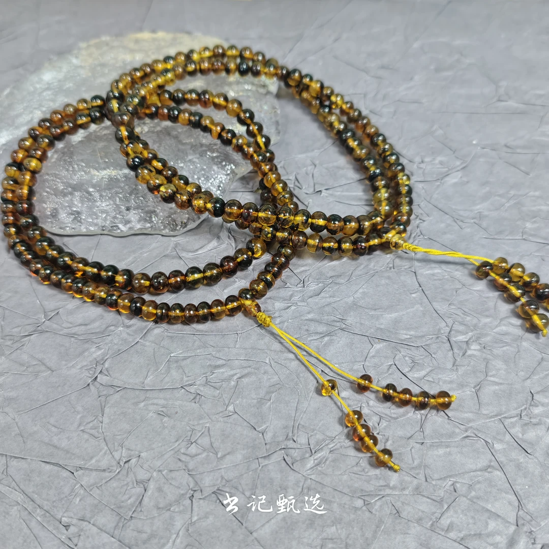 【书记甄选】抚顺药珀佛珠链 多样性发一件 约7mm 4785FS