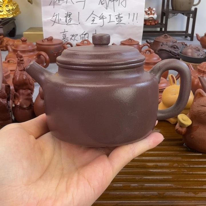 茶壶紫砂紫泥全手德钟250毫升