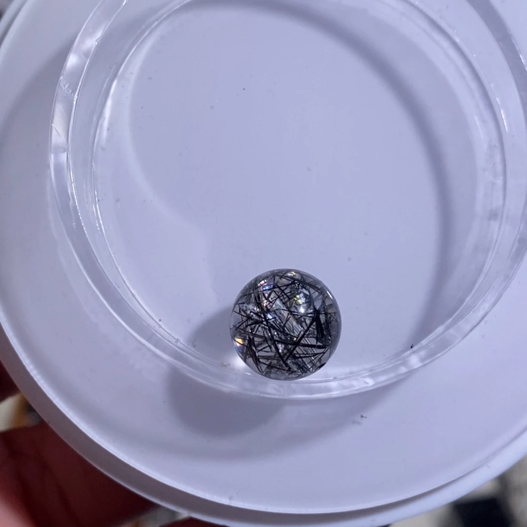 水晶未镶嵌手链黑发晶单珠11.7mm全透体满发蕾丝黑爆闪