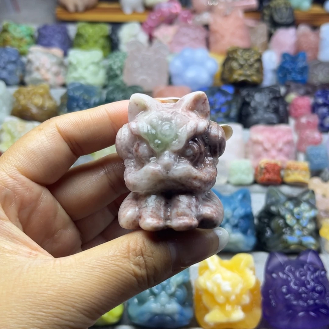 石英石非金属醒狮手把件