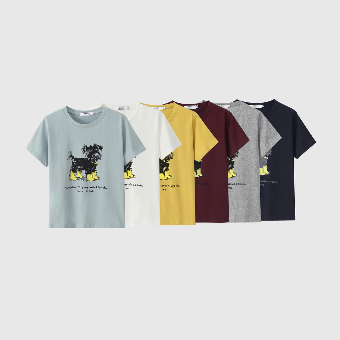 【蔓迪欧尚】2025新款夏季时尚洋气百搭小狗印花圆领短袖T恤（810）