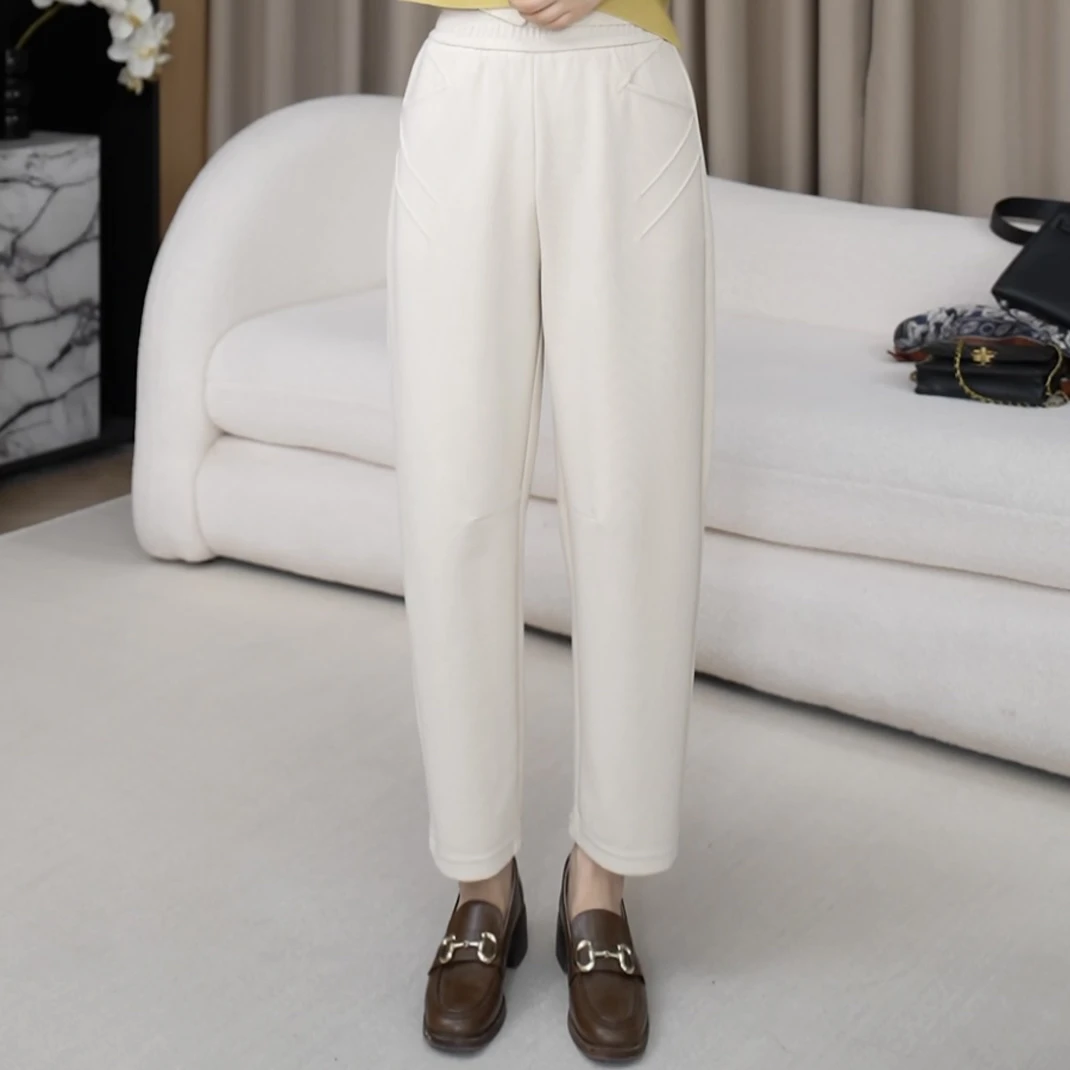 【豌豆裤】时尚纯色高腰宽松休闲锥形哈伦裤