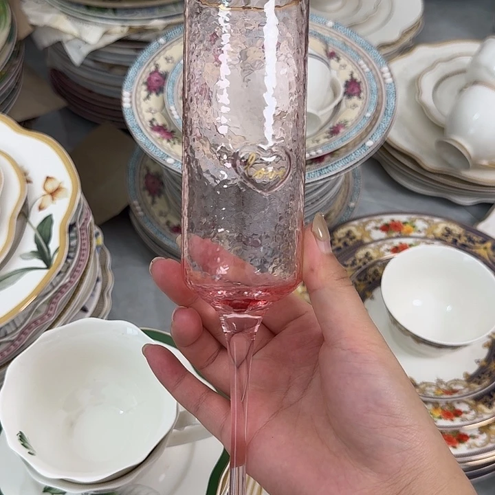 红酒杯高脚杯粉色一对