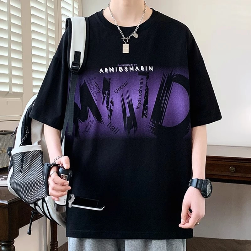 Cosp Kosp「潮牌」短袖渐变印花半袖衣服青少年宽松夏季休闲体恤男