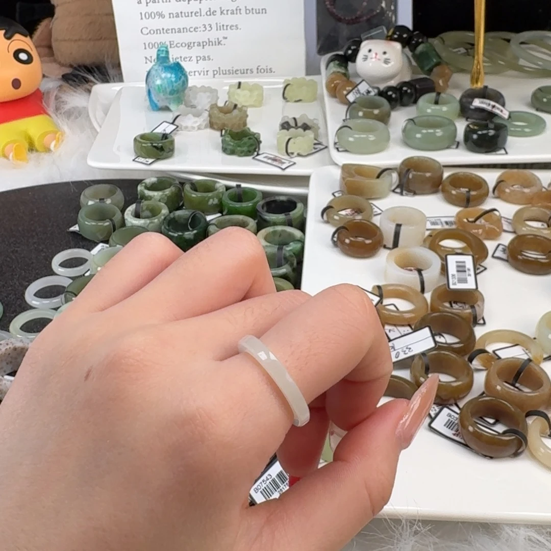 和田玉未镶嵌戒指o29冰白直切16.0