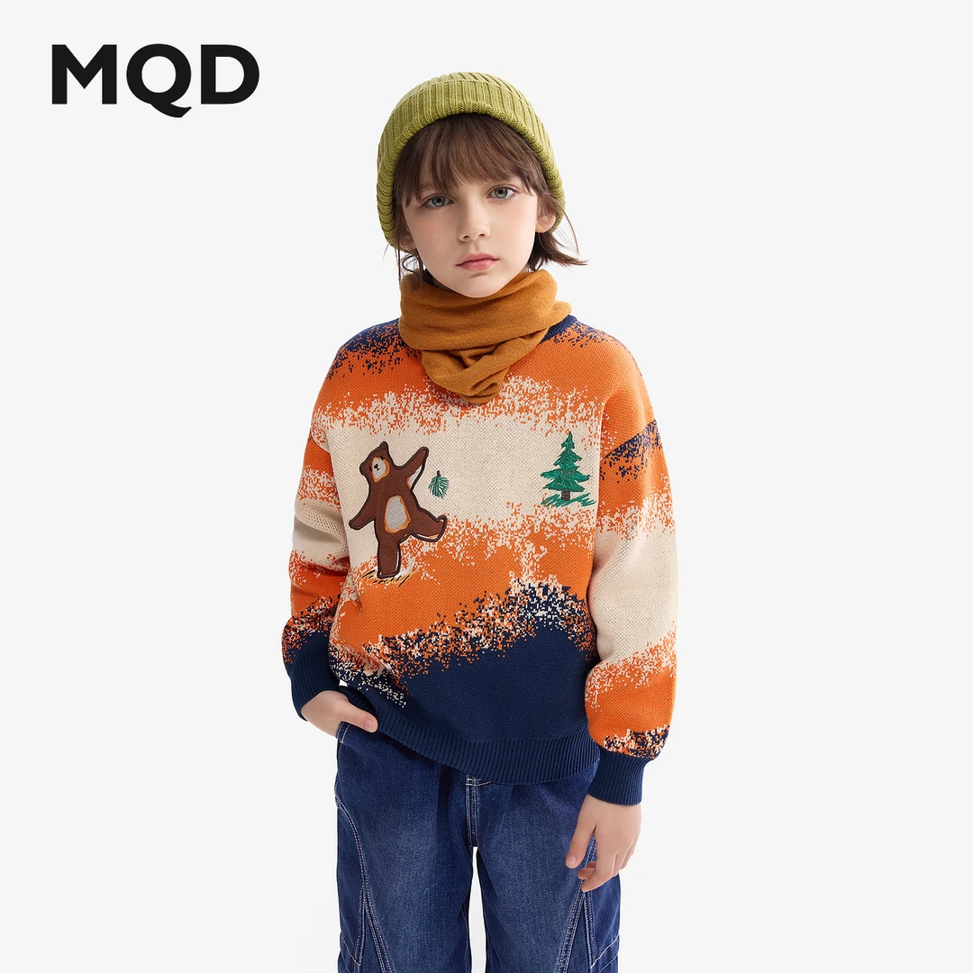 MQD童装秋冬季2024新款圆领男童针织衫宝宝线衫加厚上衣9443W0710
