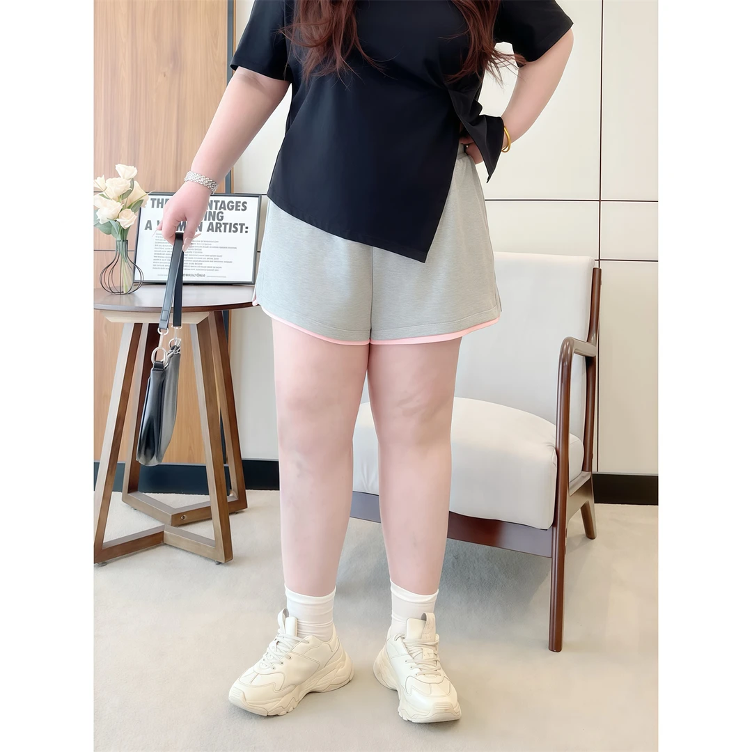 断码捡漏~维也纳歌 / 设计感撞色甜美风短裤14609花契大码胖mm