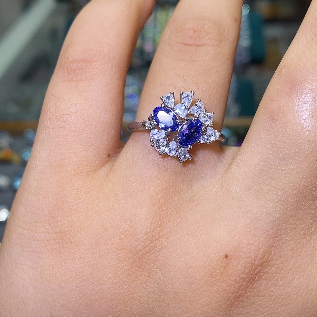 坦桑石戒指银S925镶嵌