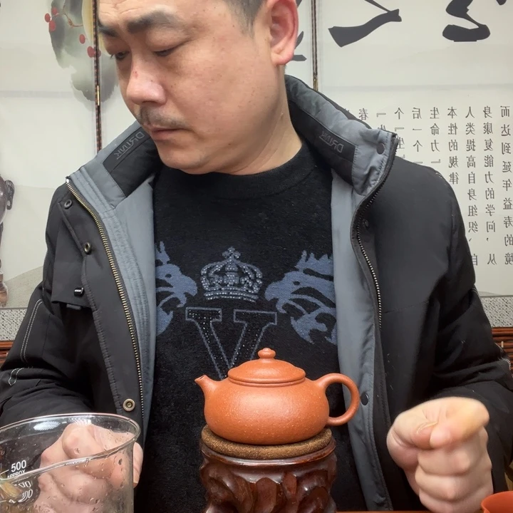 茶壶紫砂原矿红降坡全手工寒江180毫升