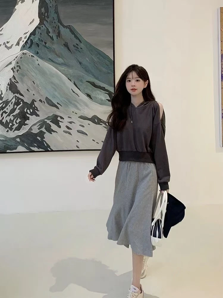 灰色半身裙春秋中长款高腰鱼尾裙2025新款028