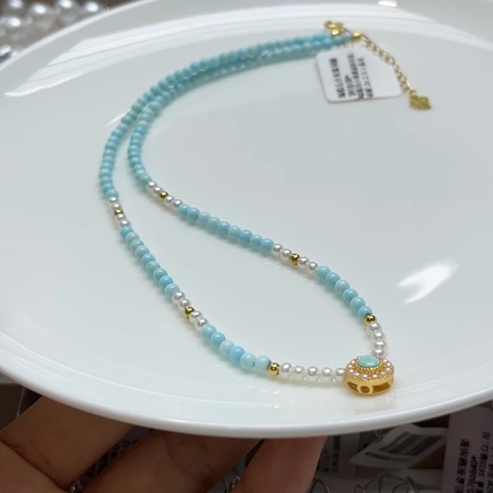 项链银S925镶嵌淡水珍珠