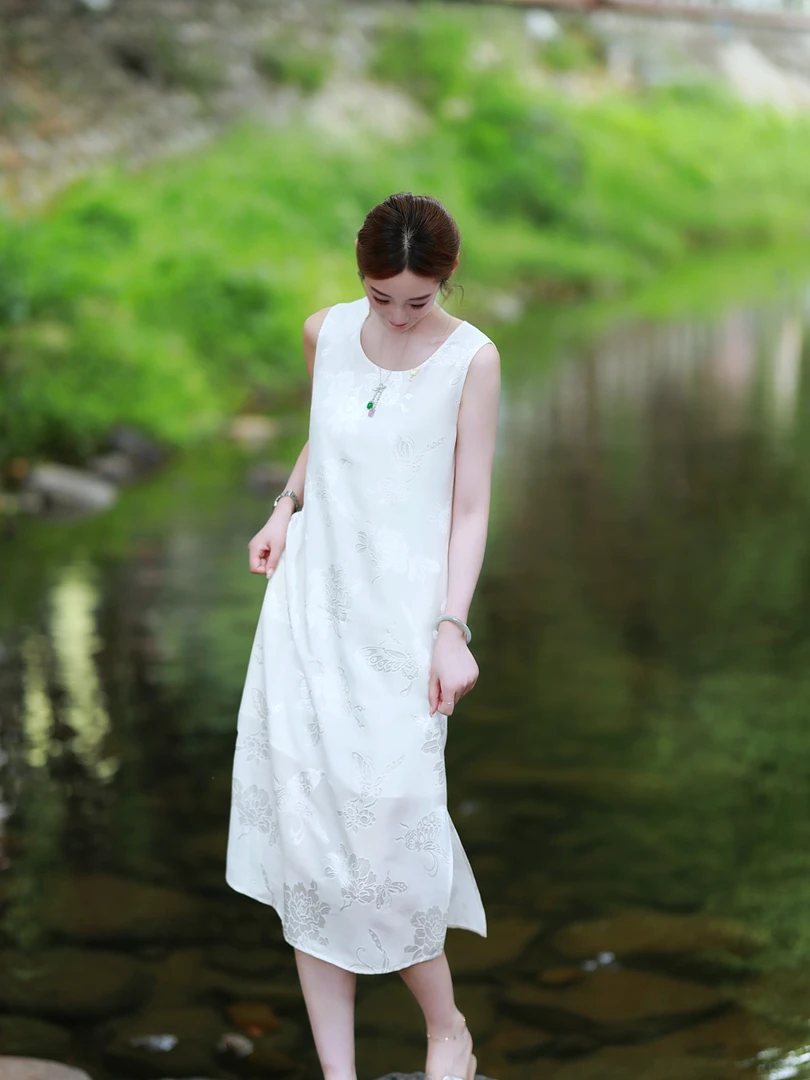 《77定制》《蝶恋花》新中式夏季时尚百搭显瘦背心连衣裙5220