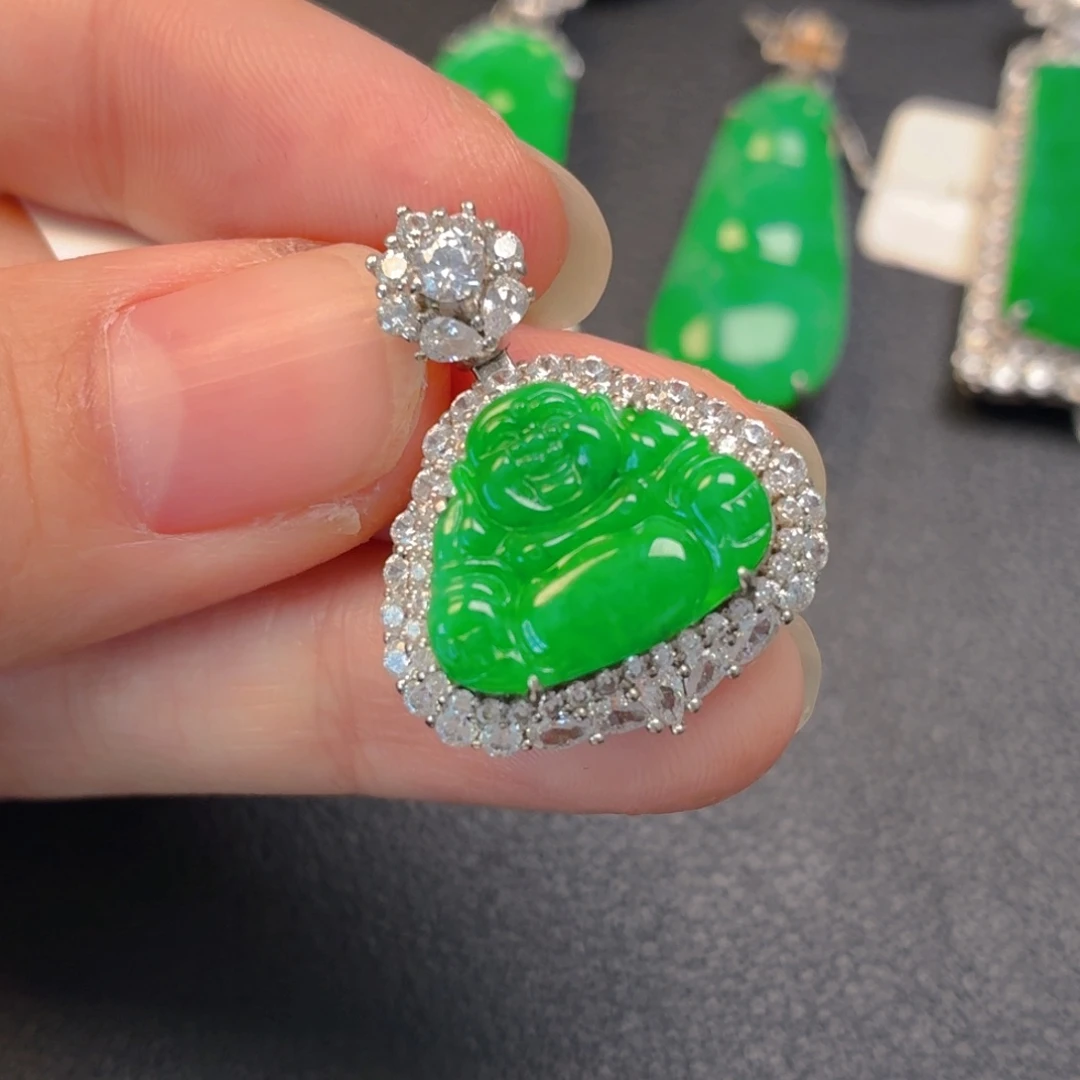 翡翠银S925镶嵌吊坠(不含链)