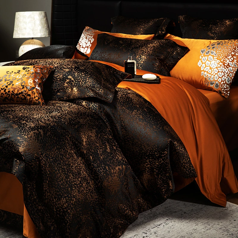 高端轻奢床上用品四件套高级感大气意式欧式纯棉贡缎被套床单别墅