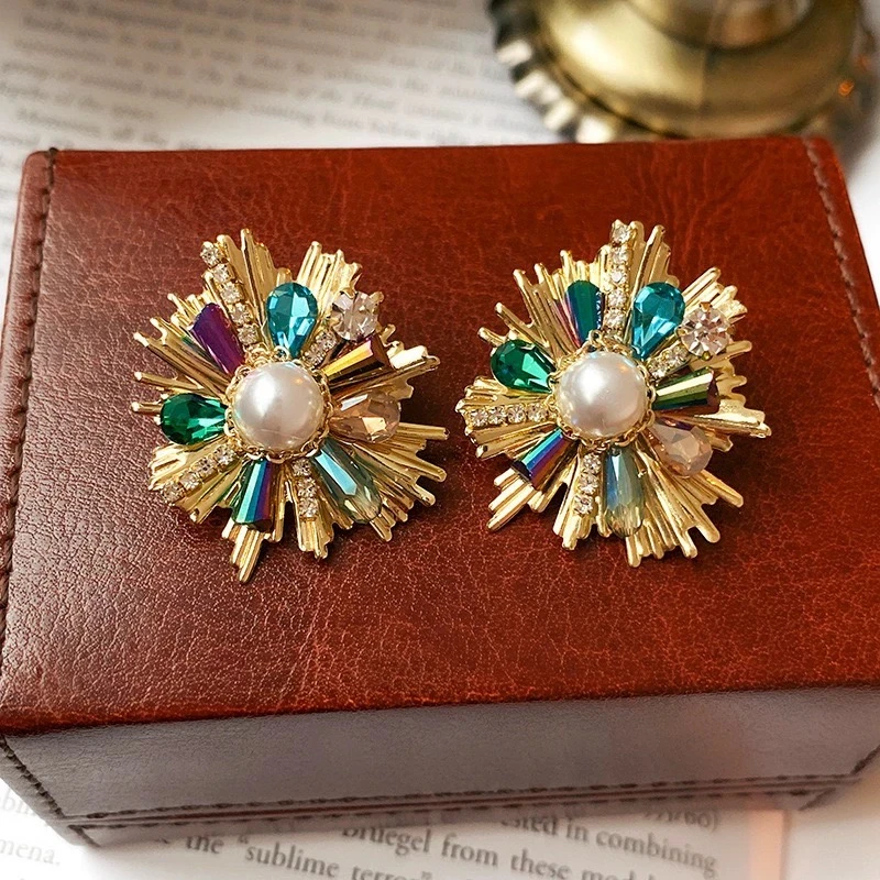 铜合金耳饰 【552】仙气轻奢水晶爱心花烟花时尚耳钉高级感耳饰女