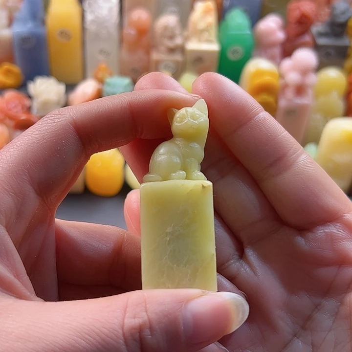 青田石印石手工定制2厘米，猫咪，包刻字，