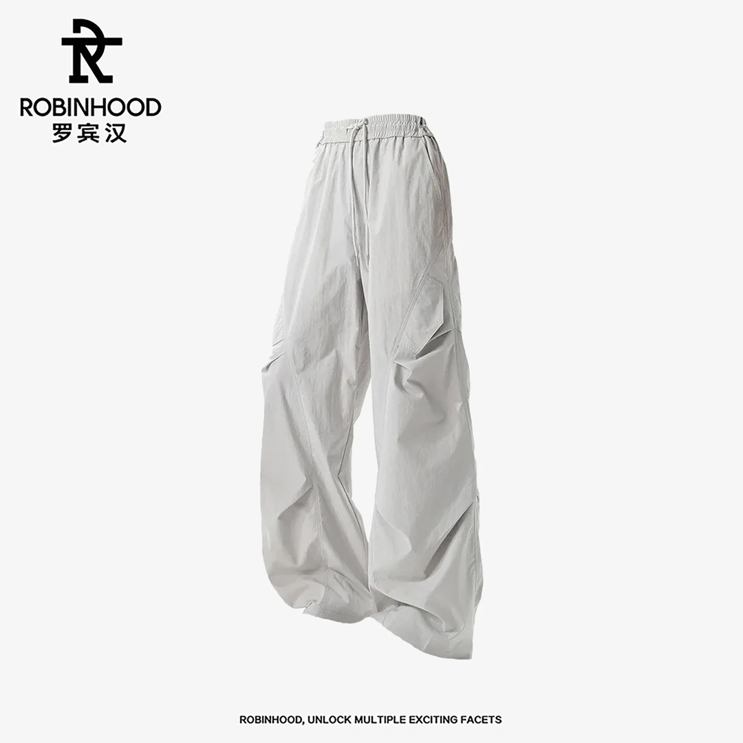 罗宾汉严选工装裤男夏季2025新款速干透气运动阔腿褶皱宽松休闲裤