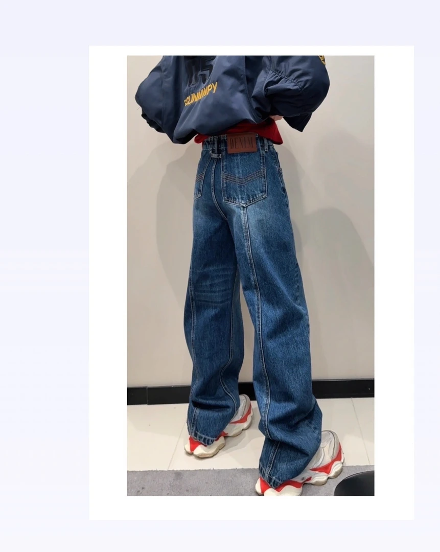 小特 2025秋冬口袋复古丹宁风女装长裤牛仔裤窄版直筒透气高品质