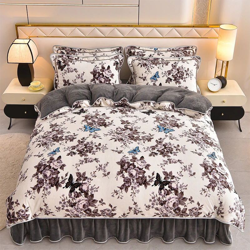 【人气爆款】双11加厚牛奶绒四件套秋冬双面暖绒亲肤柔软宿舍家用