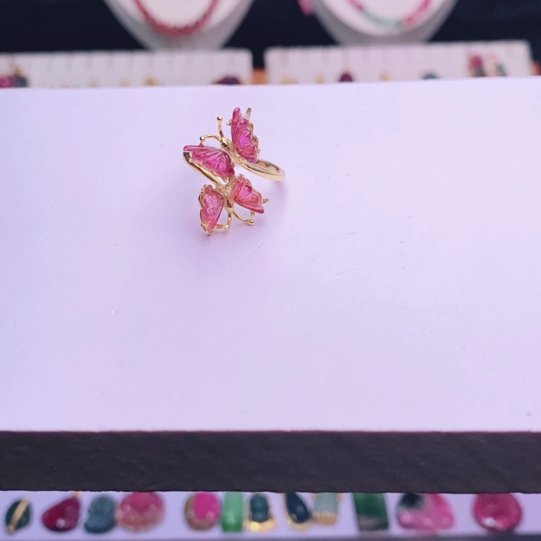 蝴蝶戒指m碧玺未镶嵌