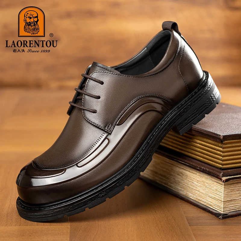老人头秋季皮鞋百搭透气休闲皮鞋休闲老人皮鞋商务系带