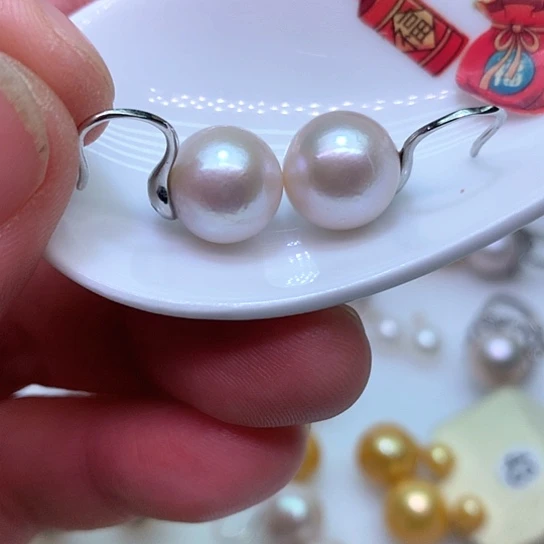 淡水珍珠耳饰银S925镶嵌