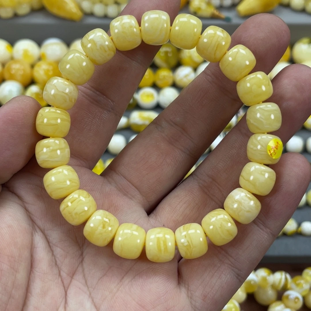盐***站蜜蜡未镶嵌手串虎皮老型