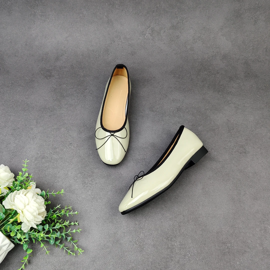 火爆春季新款法式圆头平底鞋百搭软底浅口平跟女单鞋-23906