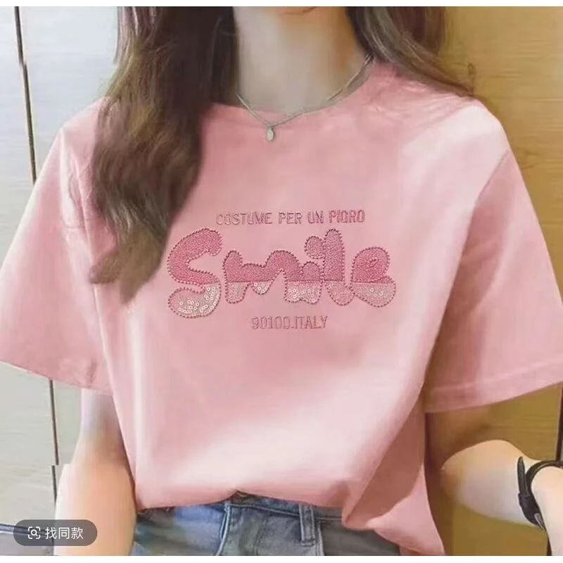 6-3上新女款时尚休闲百搭夏季潮流半袖春夏t恤圆领显瘦短袖