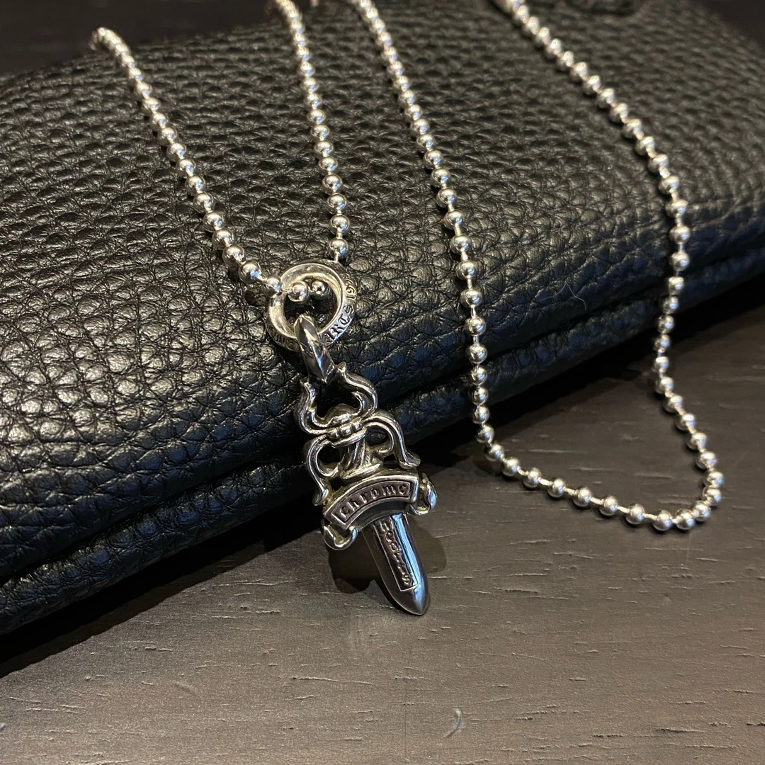 坠链均925银锆石 925银复古手工吊坠