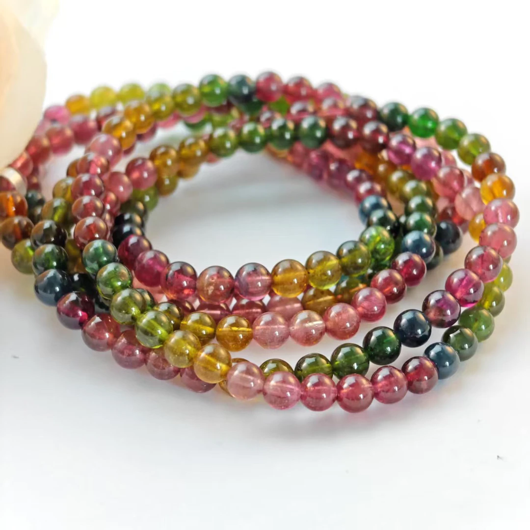 【书记甄选】天然碧玺三圈手链 多样性发一件 约5mm 6167GD