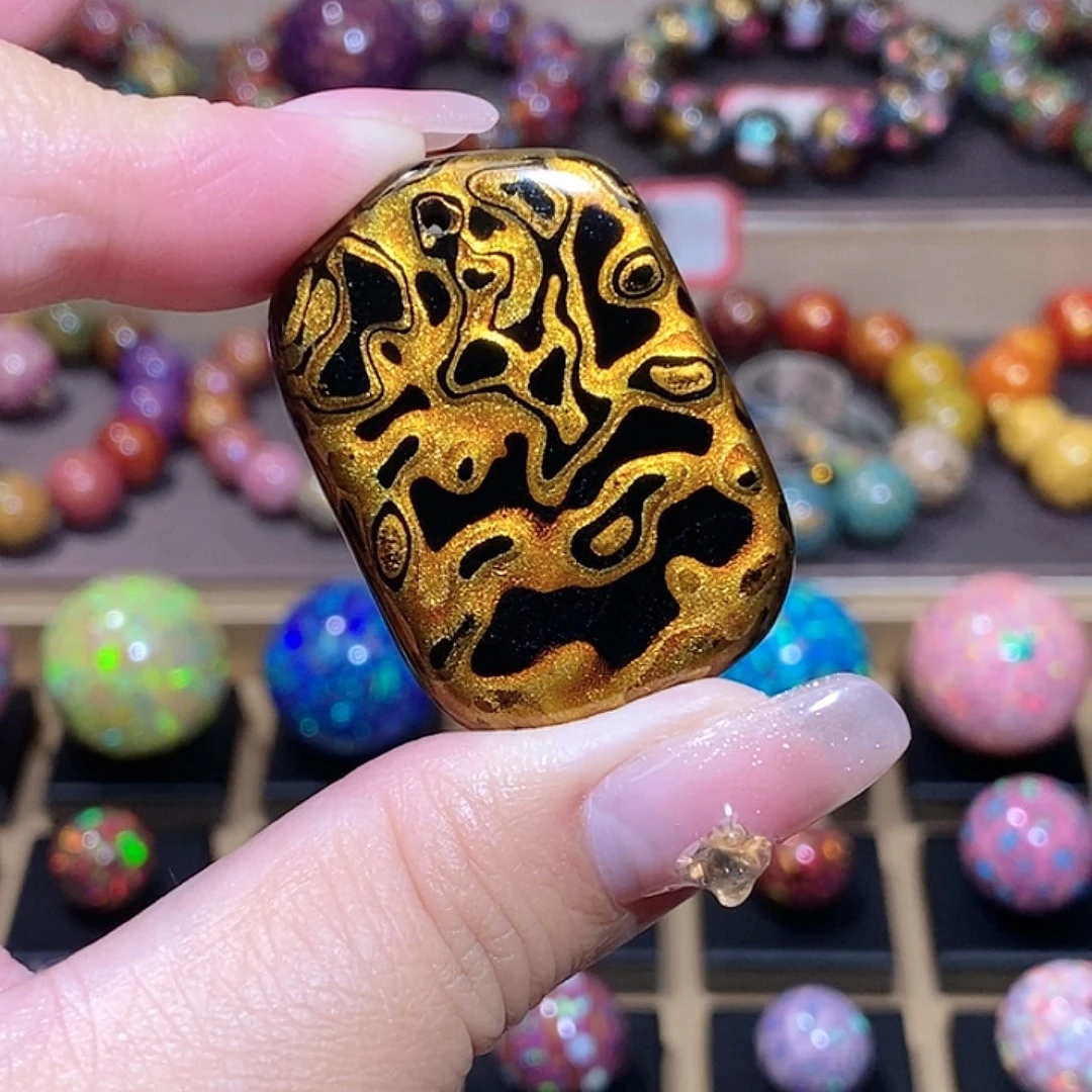 大漆漆器无事牌多边形黑金