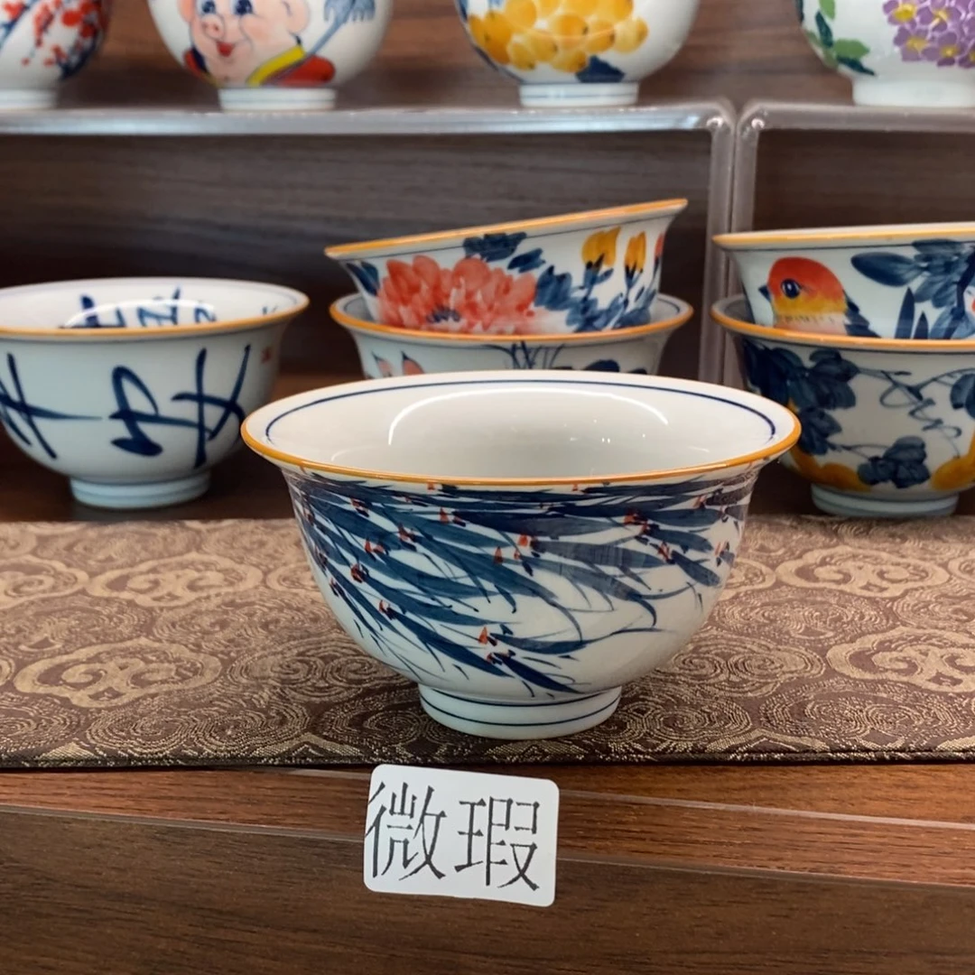 釉下手绘茶具微瑕