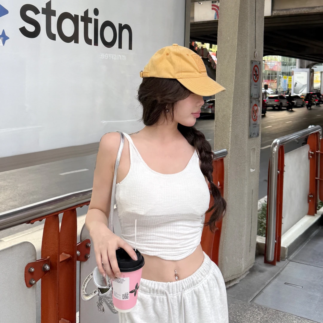 媛媛【一件多穿】 辣妹基础针织打底吊带背心#D0748